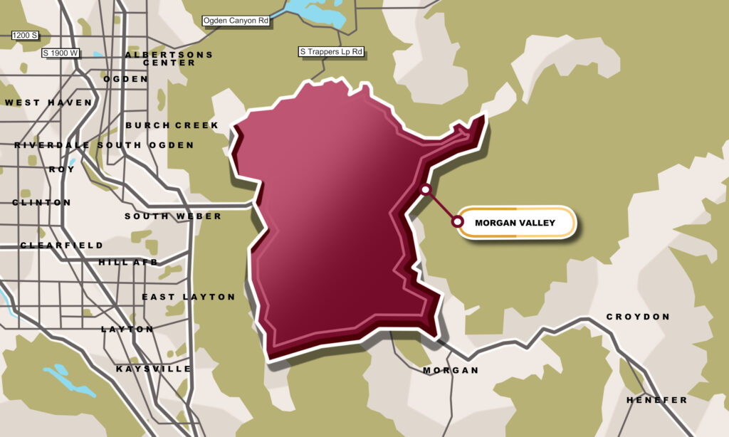 a drawn out map of Morgan Valley, UT