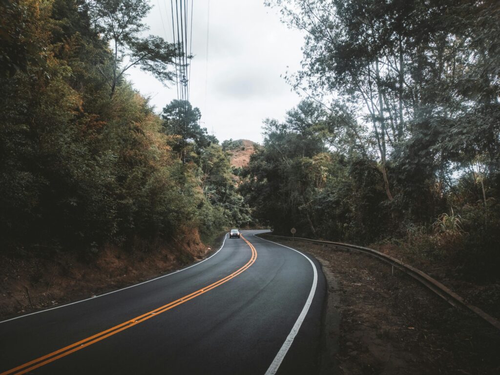 a car traversing a mountain road